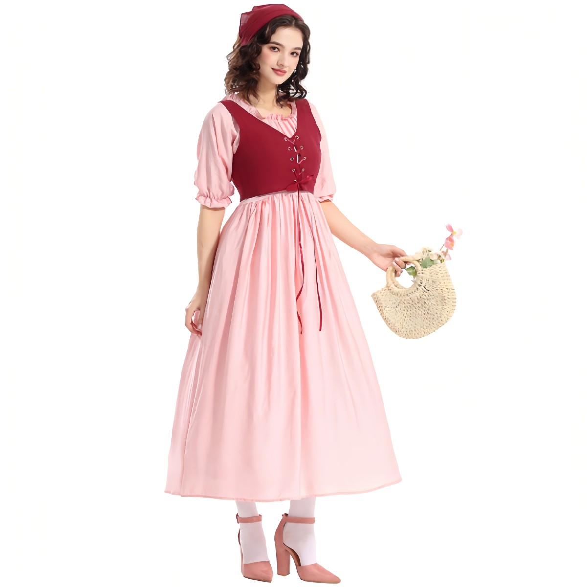 Womens Renaissance Medieval Dress with Corset Fairy Irish Victorian Gothic Dress