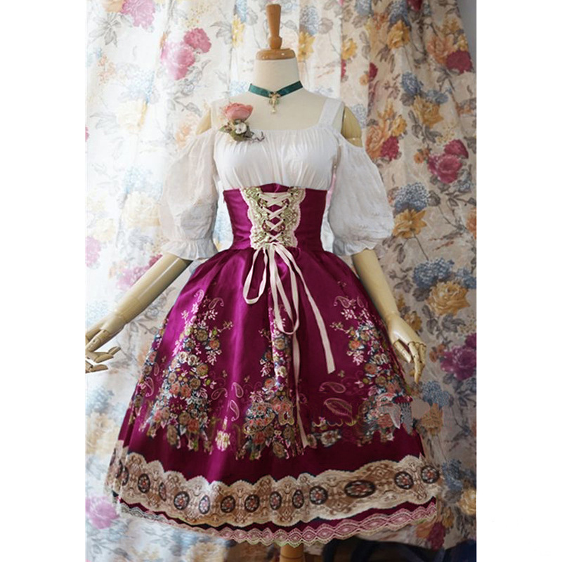 Plus Size Women Lolita Style Gothic Cosplay Dress Vintage Bandage Dress