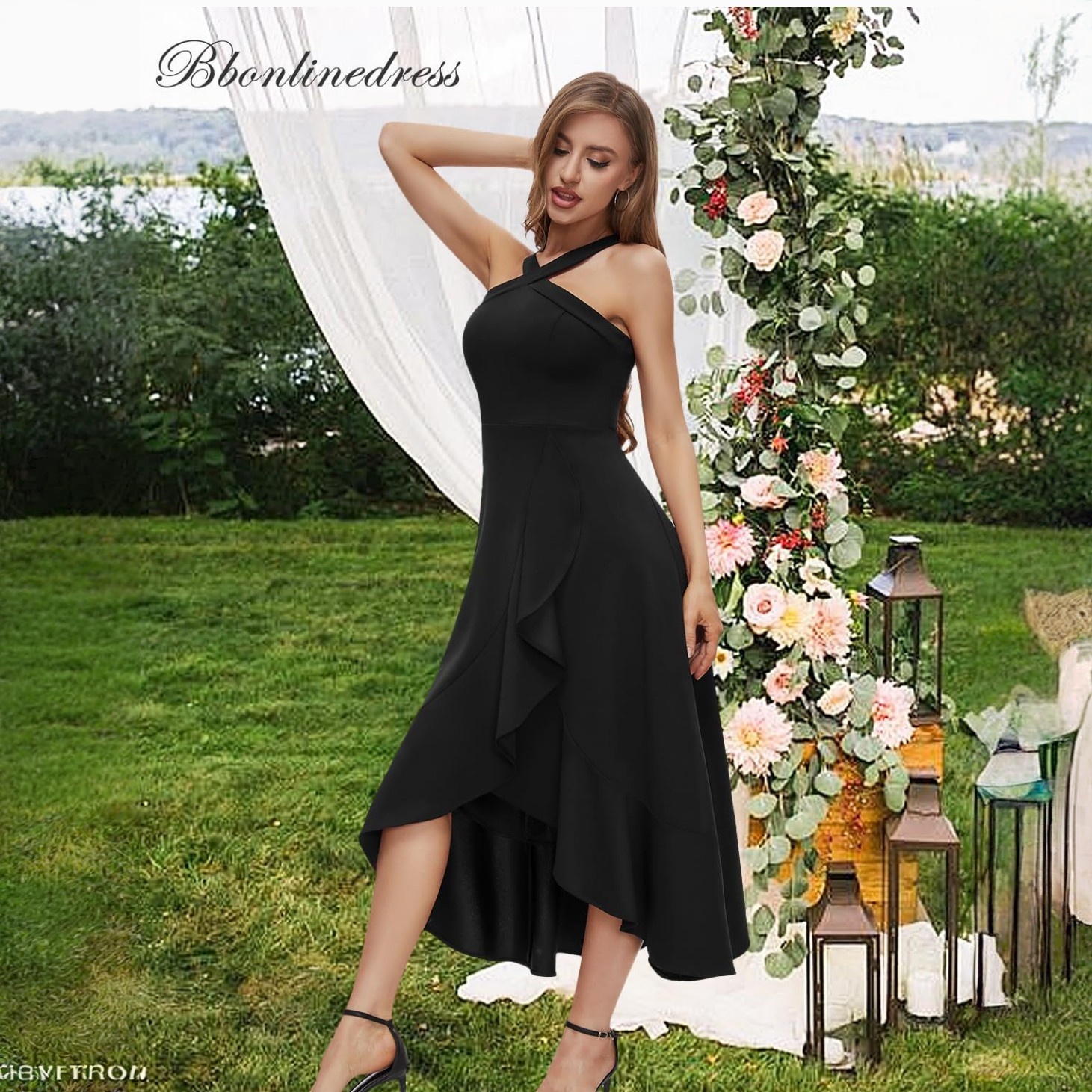 Womens Cocktail Party Dress, Formal Wedding Guest High Low Dress