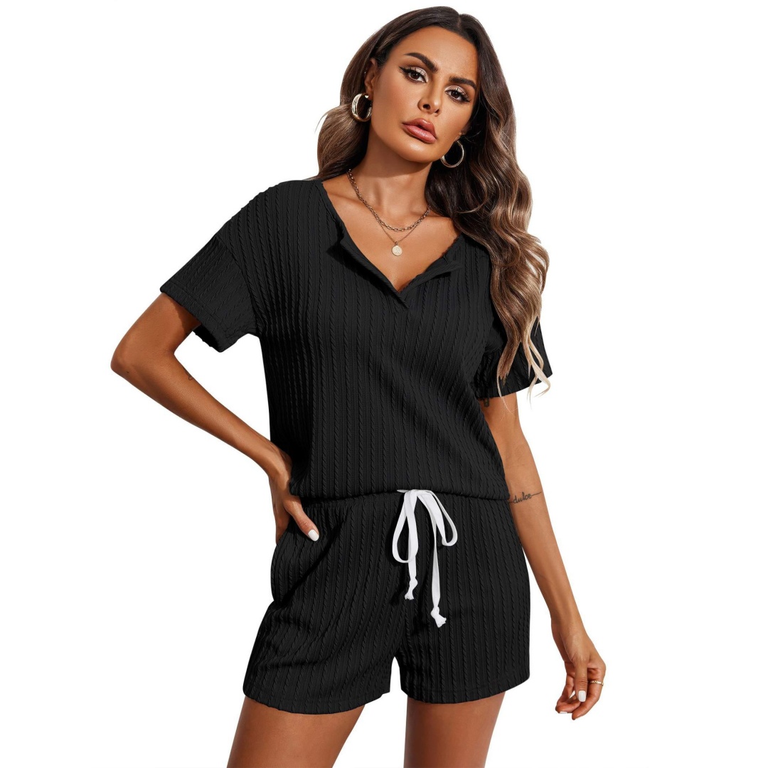 Womens Cable Knit Romper With Short Sleeve And Drawstring Waist