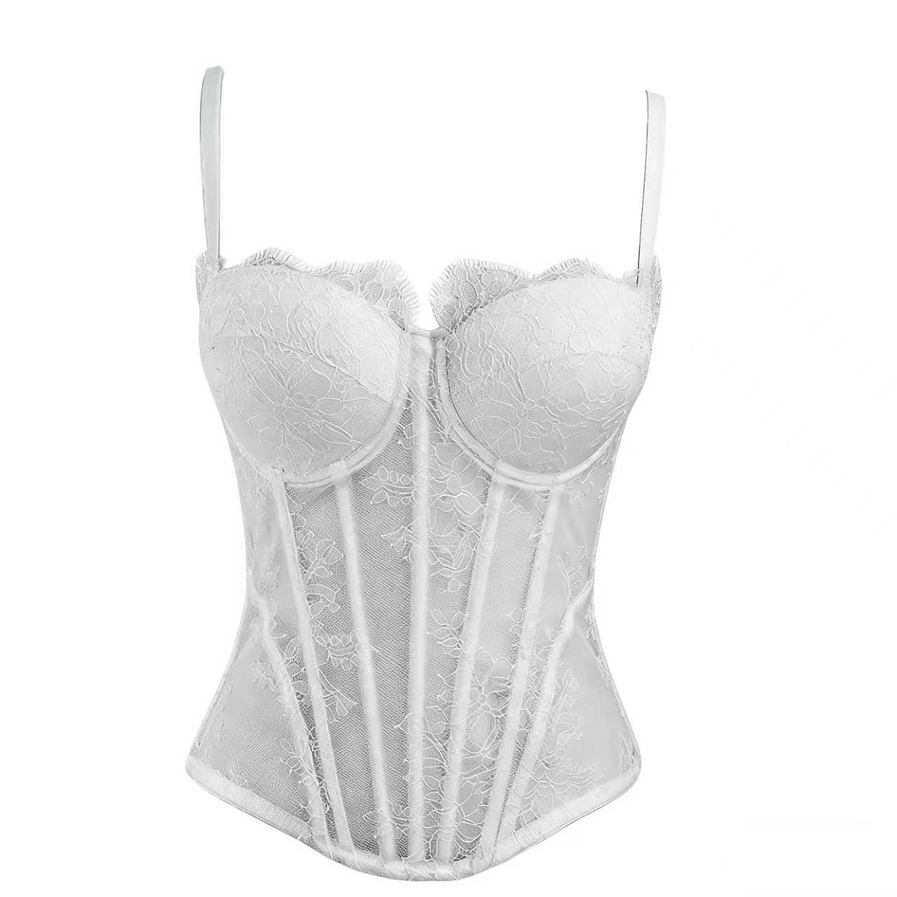 Womens Lace Corset Bustier Ladies Trendy Tightened Fishbone Bra Tops Vest